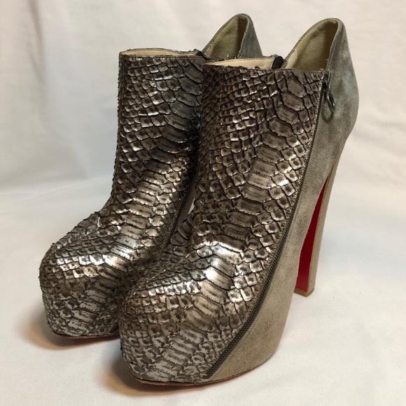 Christian Louboutin Python Suede Booties - Picture 4 of 16